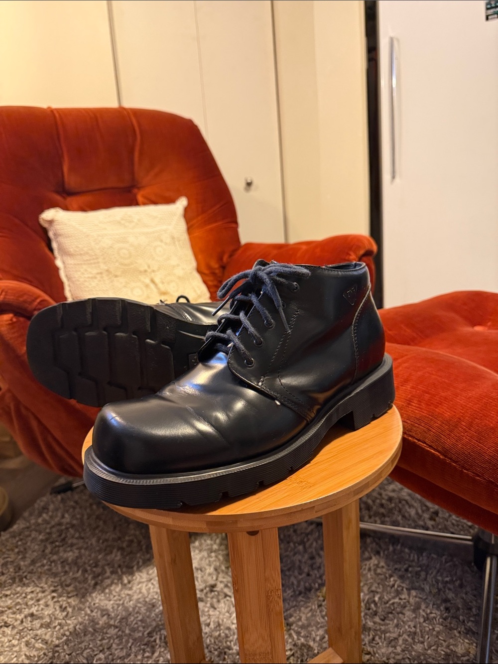Vintage Dr. Martens Black Leather Chukka Boots with Chunky Lug Sole